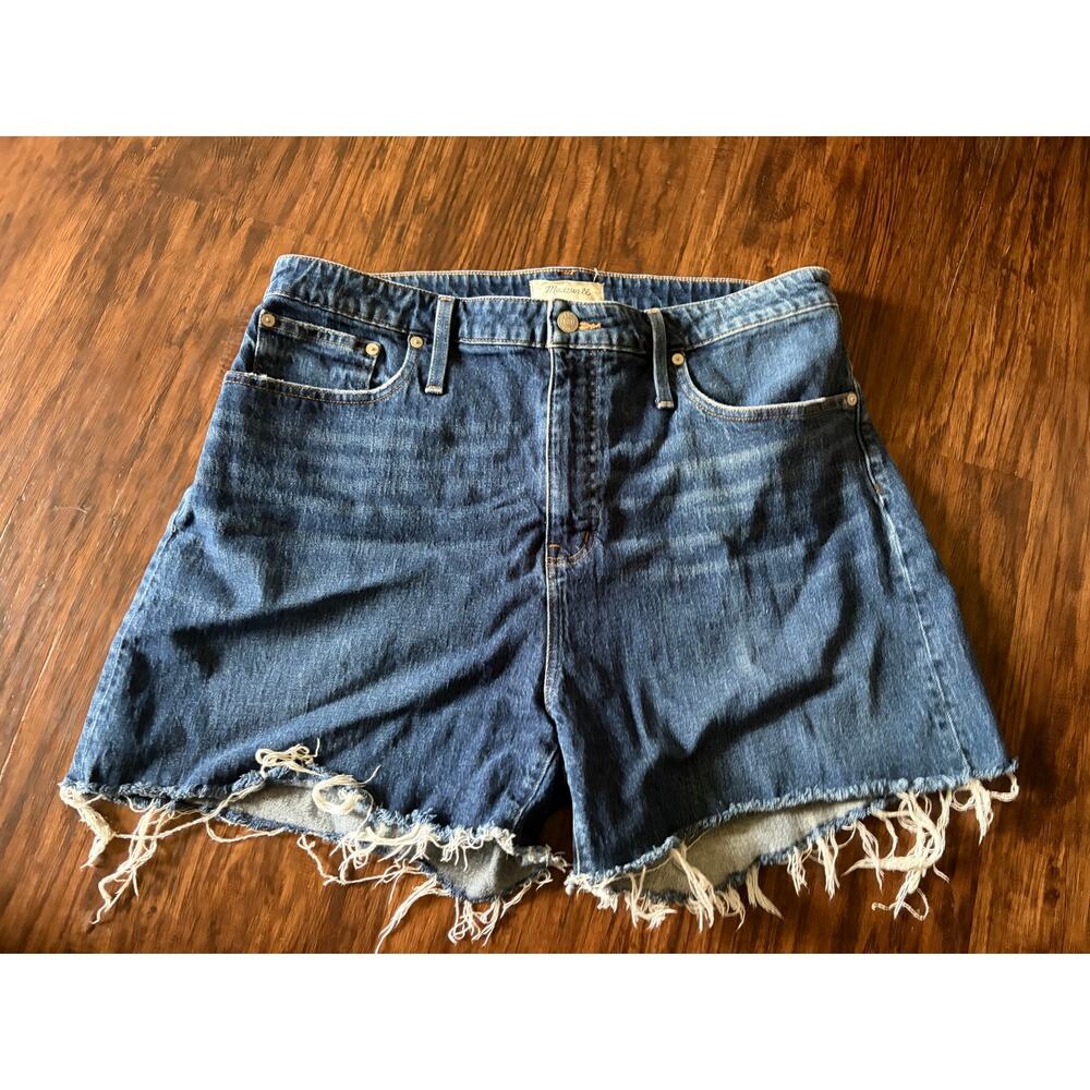 Madewell Blue Denim Jean Shorts with Frayed Hem
